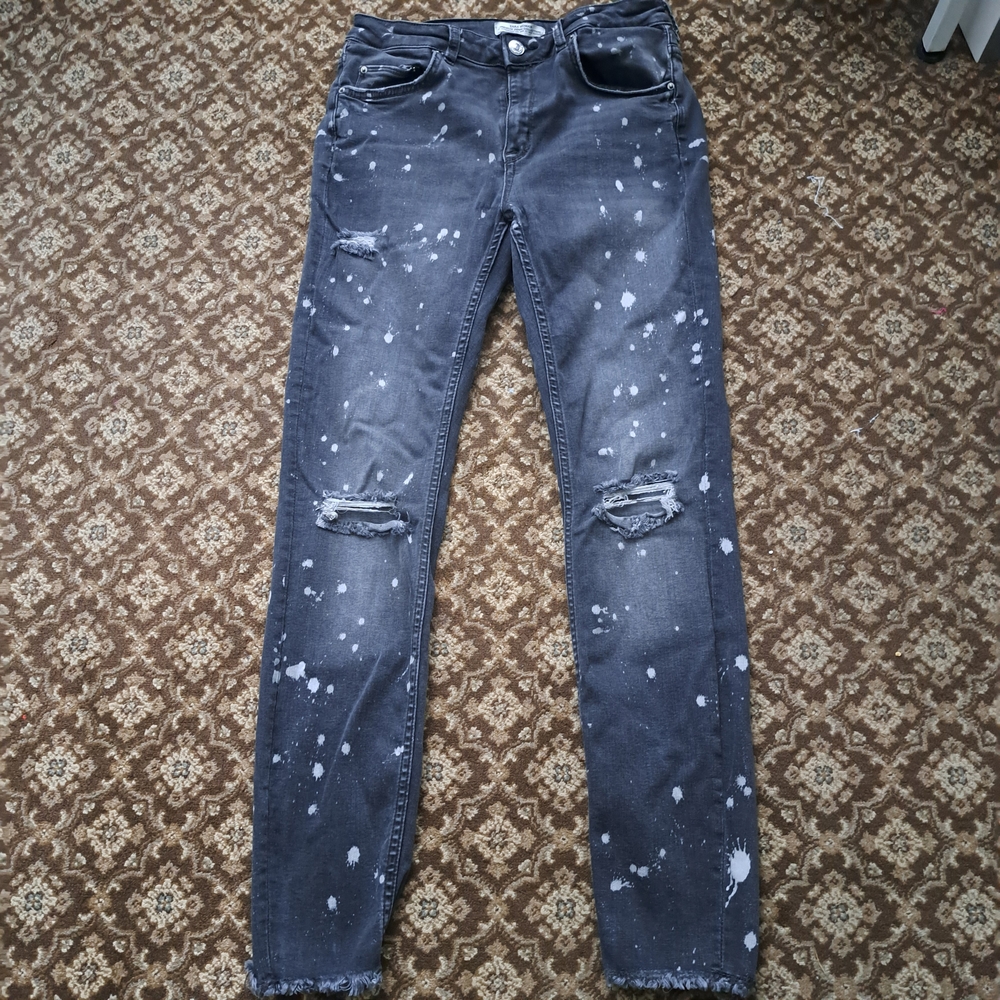 Zara Black Denim with White Splatter